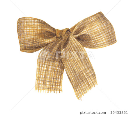 Burlap bow and ribbon. Watercolor illustration 39433861