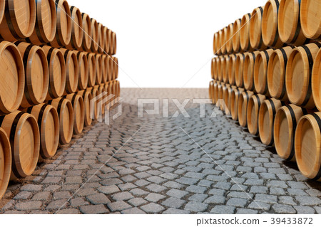 3D Illustration background wooden barrels wine 3D Illustration background wooden barrels wine 39433872