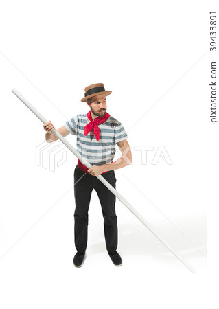 Caucasian man in traditional gondolier costume and Caucasian man in traditional gondolier costume and 39433891