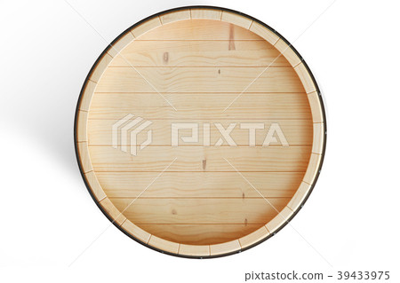 3D Illustration wooden barrels view top, wine 39433975