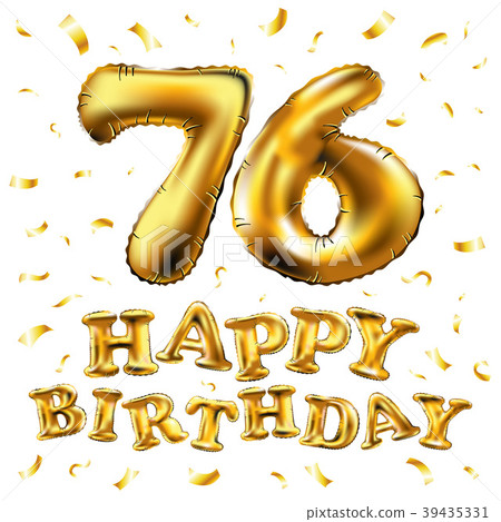 vector happy birthday 76 celebration gold balloons 39435331