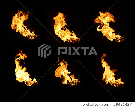 Fire flames collection isolated on black Fire flames collection isolated on black 39435427