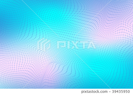 Abstract digital landscape with particles dots and 39435950