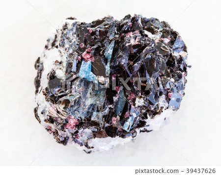 rough Gneiss stone with crystals on white marble 39437626