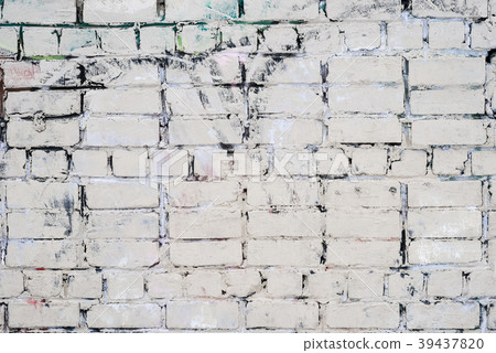 Old vintage dirty white brick wall 39437820