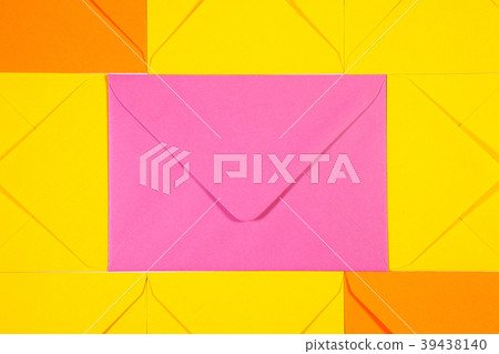 Pattern from orange, yellow and pink envelopes Pattern from orange, yellow and pink envelopes 39438140