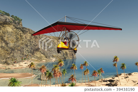 Ultralight trike over a coastal landscape 39438190