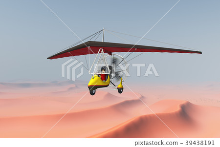 Ultralight trike over a sand desert 39438191