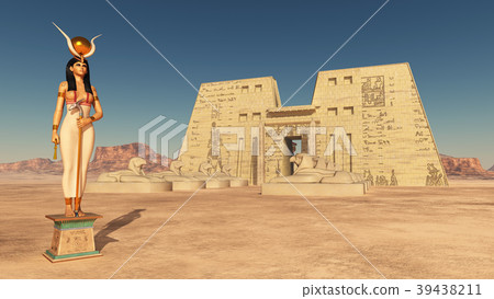 Goddess Hathor and temple of Edfu Goddess Hathor and temple of Edfu 39438211