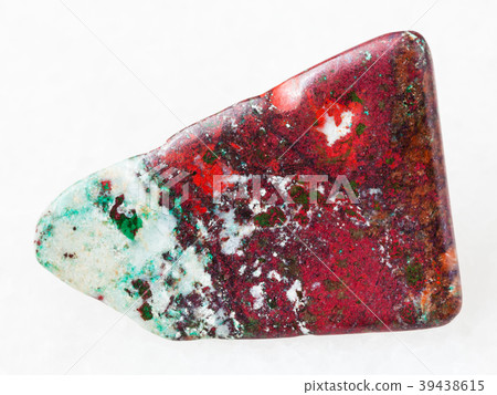 polished red Cuprite and green Chrysocolla stone 39438615