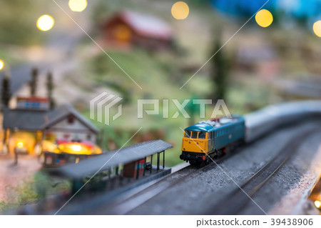 Old yellow diesel train at railway station 39438906
