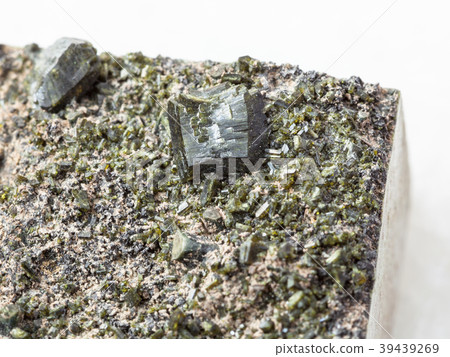 crystals of Epidote close up on white 39439269