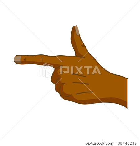 Cartoon black hand in pointing gesture on white 39440285