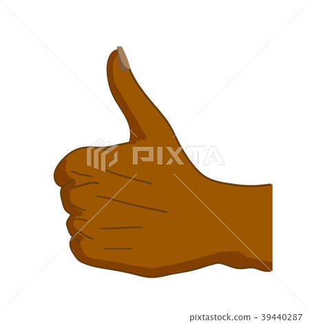 Cartoon black hand in thumbs-up gesture on white 39440287