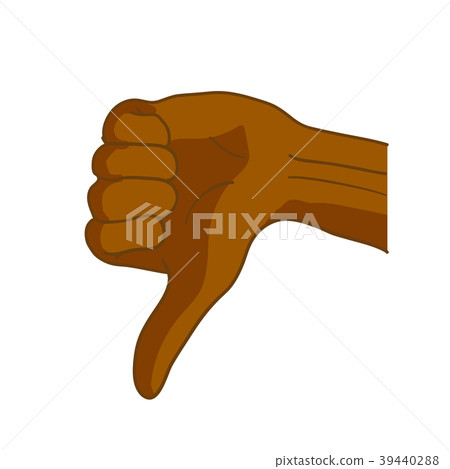Cartoon black hand in thumbs down gesture 39440288