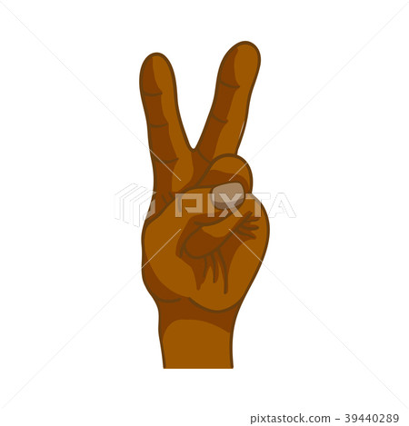 Cartoon black hand in victory gesture on white Cartoon black hand in victory gesture on white 39440289