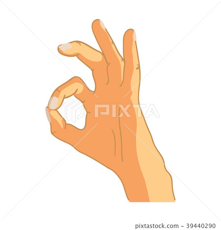 Cartoon hand in OK gesture on white Cartoon hand in OK gesture on white 39440290