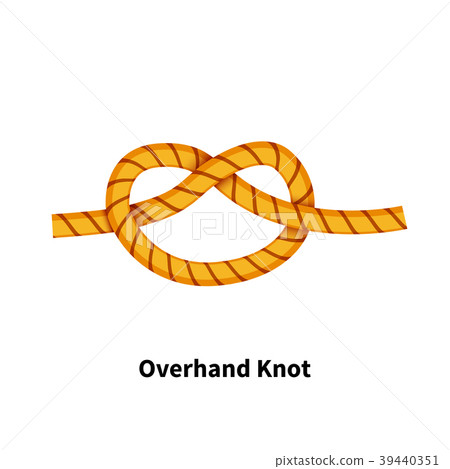 Overhand sea knot how-to guide on white 39440351