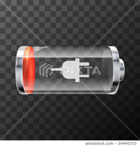 Low level bright glossy battery icon 39440353
