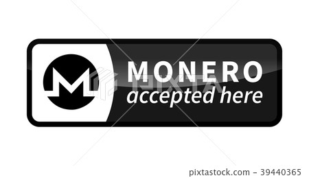 Monero accepted here, black glossy badge on white 39440365