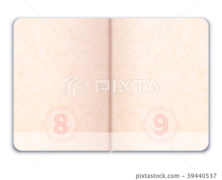 Blank realistic open foreign passport on white 39440537