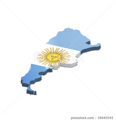 Argentina country 3d silhouette with flag on white 39440545