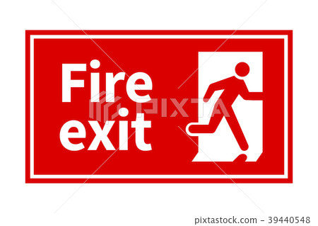 Emergency fire exit red sign with running man 39440548