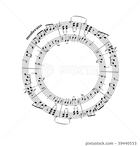 Music notes on stave in round shape on white Music notes on stave in round shape on white 39440553