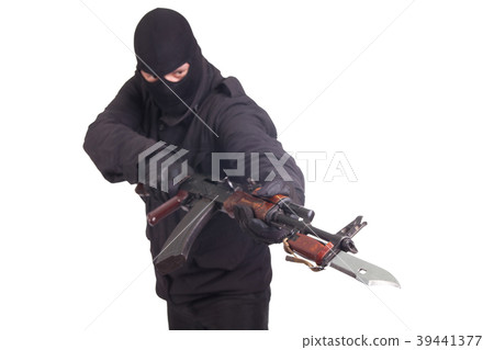 mercenary with AK 47 gun witn bayonet mercenary with AK 47 gun witn bayonet 39441377
