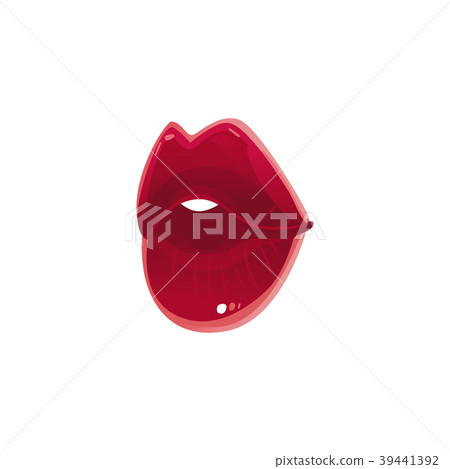 Vector cartoon woman sexy red lips open 39441392
