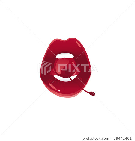 Vector cartoon woman sexy red lips open 39441401
