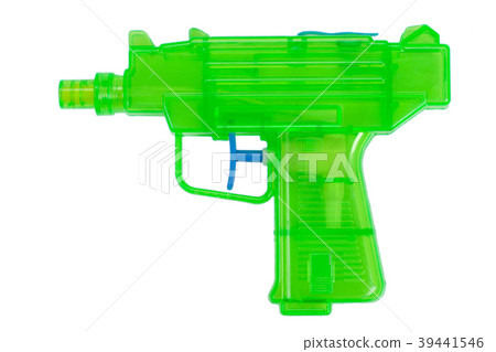 Green plastic water pistol isolated on a white  39441546