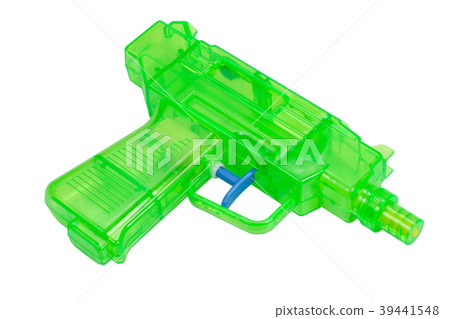Green plastic water pistol isolated on a white Green plastic water pistol isolated on a white 39441548