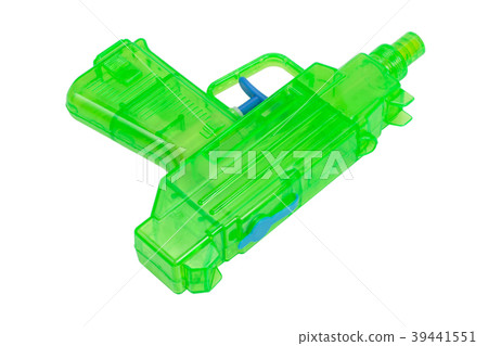 Green plastic water pistol isolated on a white  39441551