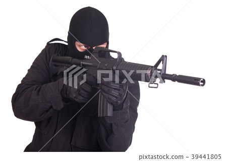 mercenary with CAR15 rifle 39441805