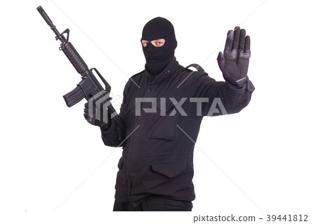 mercenary with CAR15 rifle 39441812