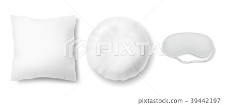 Vector mockup with two white pillows and blindfold 39442197