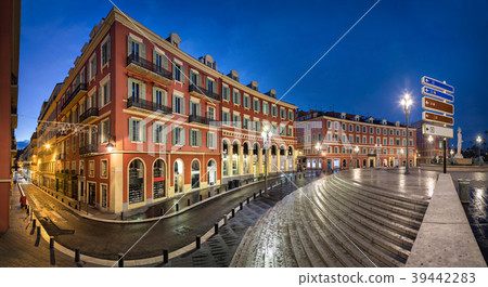 Place Massena square at dusk in Nice, France 39442283