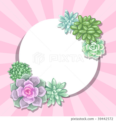 Card with succulents. Echeveria, Jade Plant and 39442572
