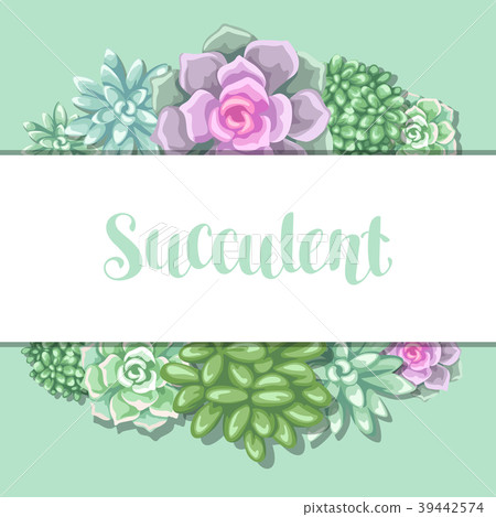 Card with succulents. Echeveria, Jade Plant and 39442574