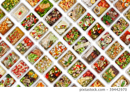 Set of take away food boxes at white background 39442970