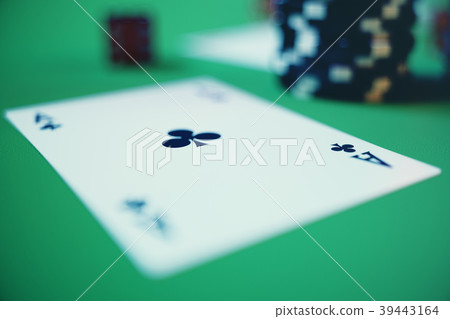 3D illustration casino game. Chips, playing cards 39443164