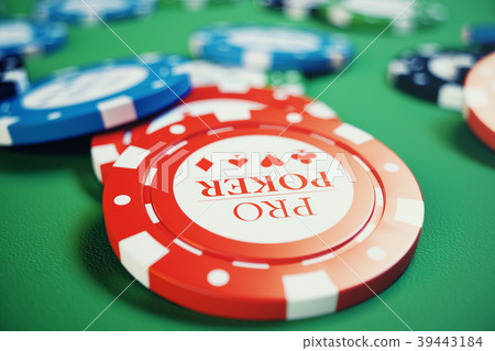 3D illustration casino game. Chips, playing cards 39443184