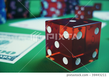 3D illustration playing chips, cards and money for 3D illustration playing chips, cards and money for 39443211