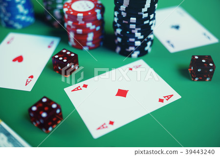 3D illustration playing chips, cards and money for 3D illustration playing chips, cards and money for 39443240