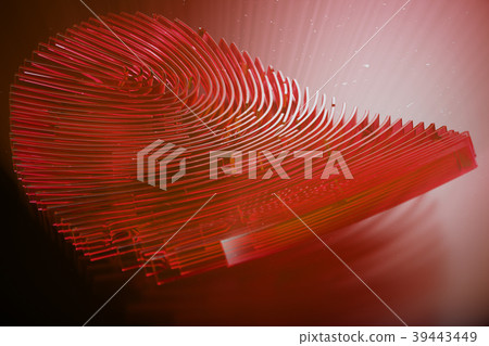 3D illustration Fingerprint scan provides security 3D illustration Fingerprint scan provides security 39443449