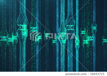 3D rendering blue glowing synapse. Artificial 39443725