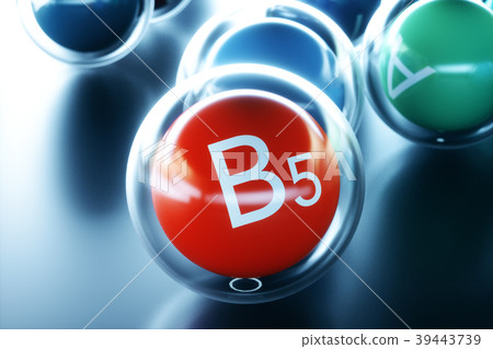 Vitamin B5, on black background. Symbol of health Vitamin B5, on black background. Symbol of health 39443739