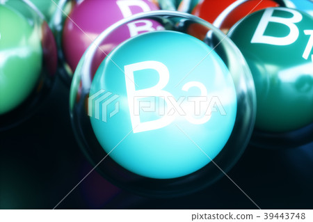 Vitamin B3, on black background. Symbol of health 39443748