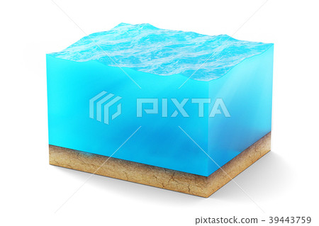 3d rendering of cross section of water cube with 39443759